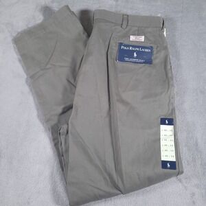 Polo Ralph Lauren Andrew Pant Mens 40x34 Grey Pleated Cotton Chinos 7826322 NEW
